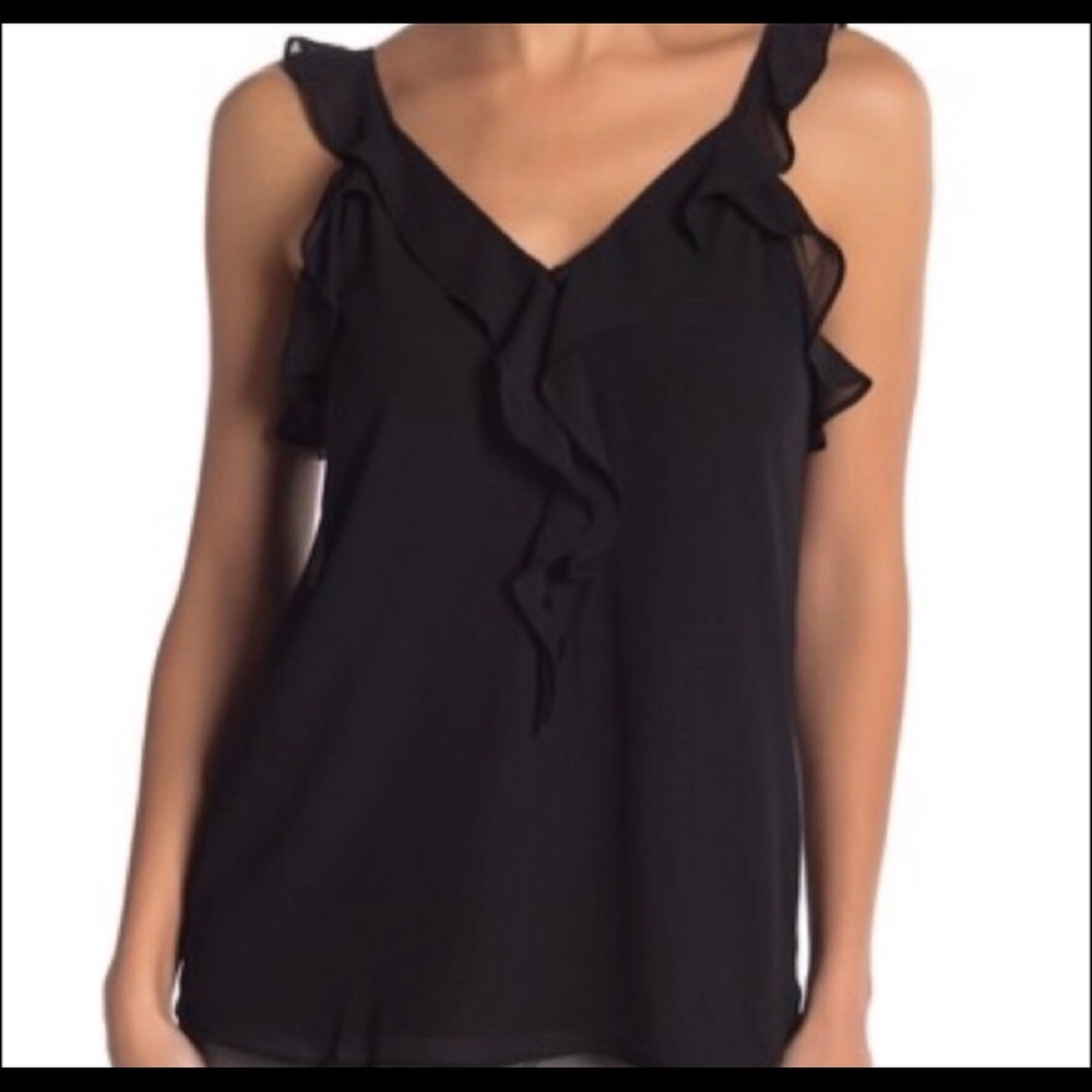 New! Beautiful Black Blouse ruffle tank - Picture 6 of 7